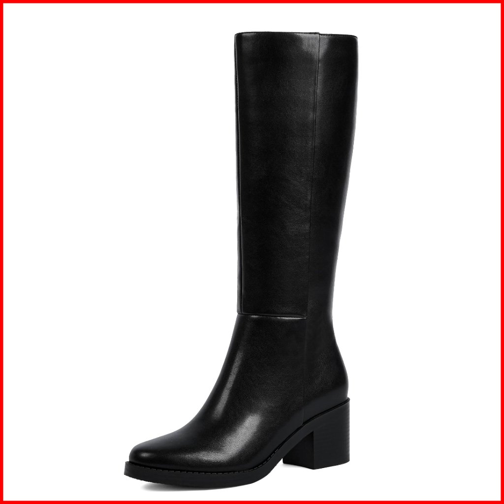 Women's Knee High Boots 2.56" Chunky Heel Round Toe Side Zipper